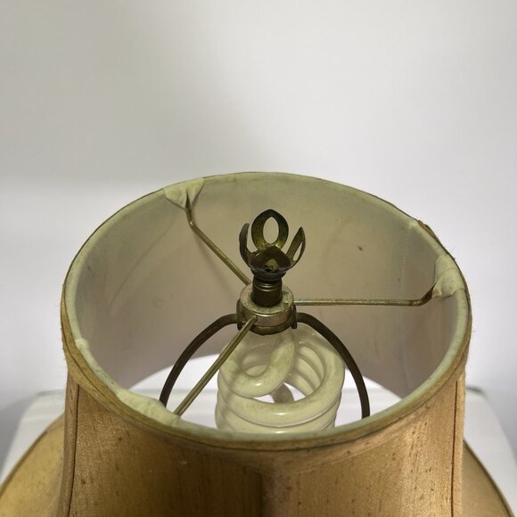 VTG 50s Ceramic Asian Couple Figural Lamp Pagoda MCM Black Gold Oriental Style - Picture 13 of 15